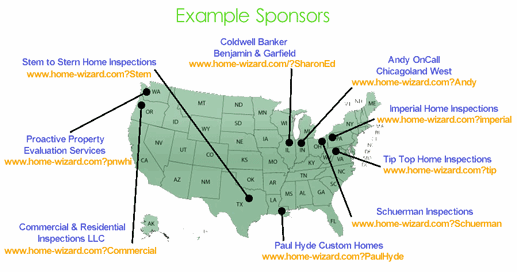 map of example sponsors across the US